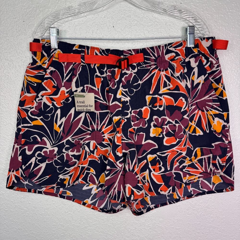 REI Floral Athletic Shorts in Navy, Orange & Burgundy